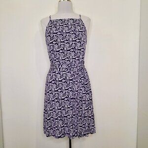 Loft Junior Tank Floral Dress Blue/White Print Sleeveless Size M Great Condition